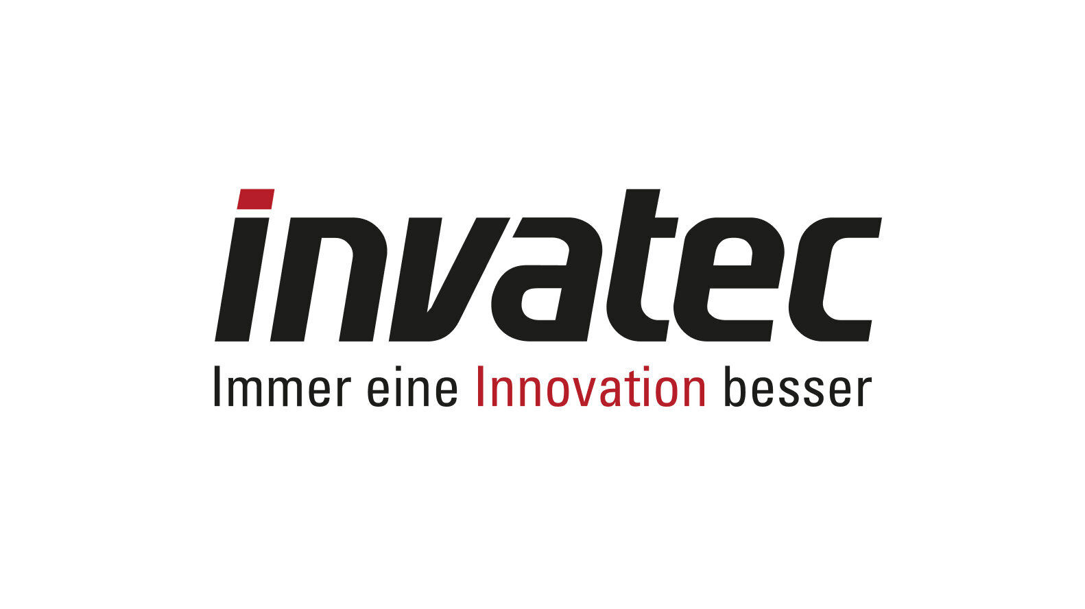 Das Logo von Invatec zeigt den Schriftzug in kräftigen Farben, begleitet von dem Slogan "Immer eine Innovation besser".